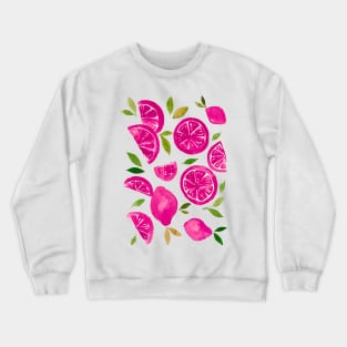 Watercolor lemons viva magenta Crewneck Sweatshirt